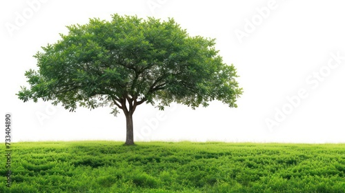 wide green tree isolated on white background