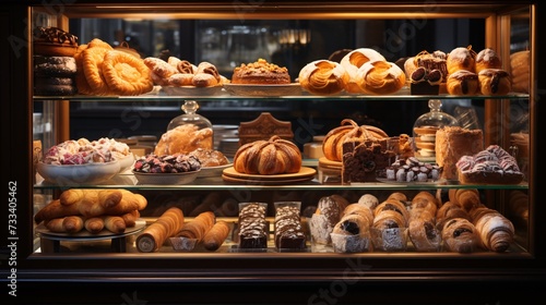 a display case of pastries and pastries