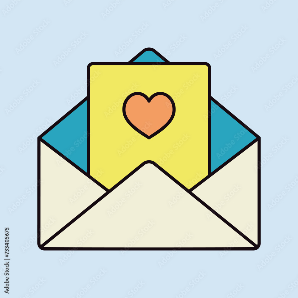 Happy Valentine day Card in envelope vector icon Happy Valentine day Card in envelope vector icon