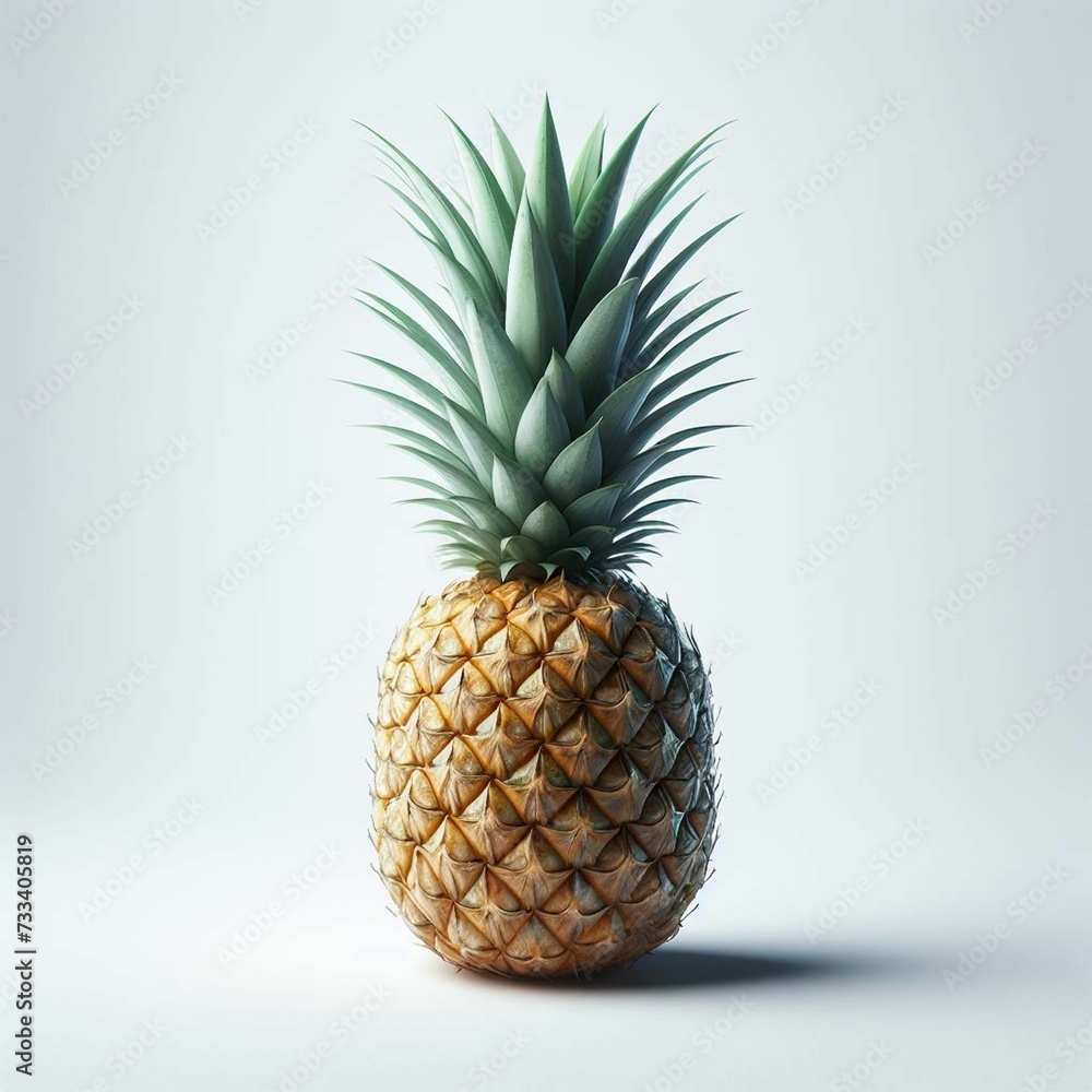 A vibrant and detailed pineapple isolated on a pure white background for summer vibes and tropical designs A vibrant and detailed pineapple isolated on a pure white background for summer vibes and tropical designs