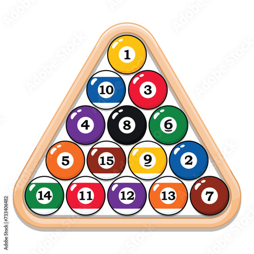 Billiard balls set with a rack vector illustration 