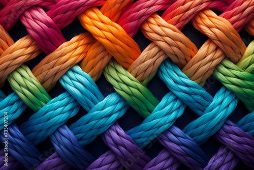 Intertwined rainbow threads. High quality photo.