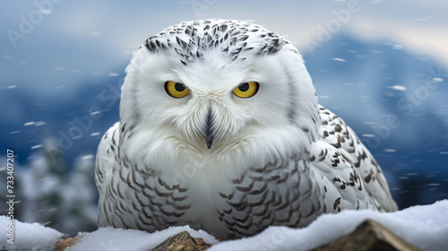 Portrait of a snowy owl in her natural habitat © Ovidiu