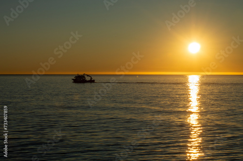 Sunrise over Mediterranean sea in Benalmadena  Malaga  Costa del sol  Spain