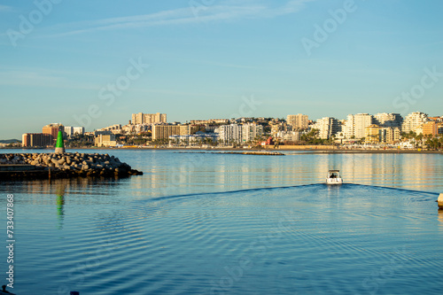 Sunrise over Mediterranean sea in Benalmadena, Malaga, Costa del sol, Spain