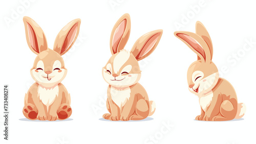 Cute bunny with relieved smile semi-flat vector.