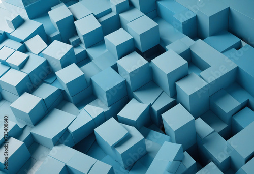 Abstract 3d render  blue geometric background design
