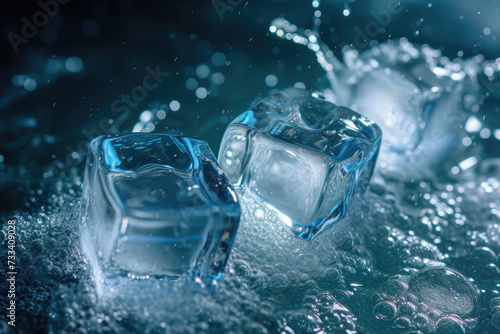 photo of a solid and liquid state with a ice and a water