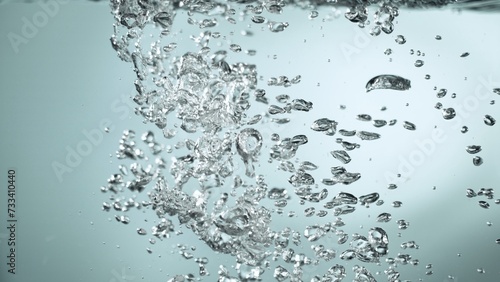 Abstract Water Liquid Background, Macro shot. Bubbles Underwater, Beverages Background.