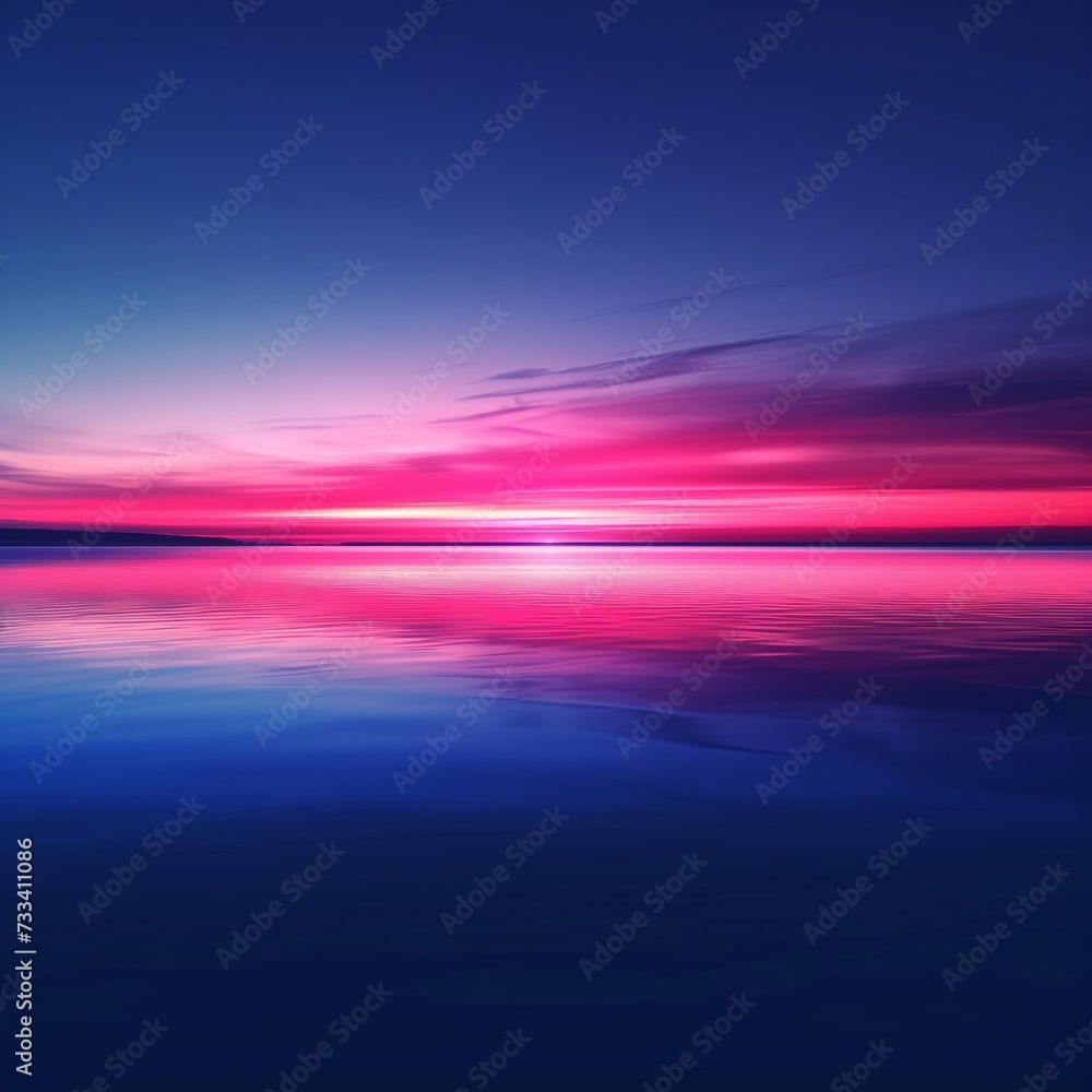 vapor wave pink and blue sunset over a calm sea