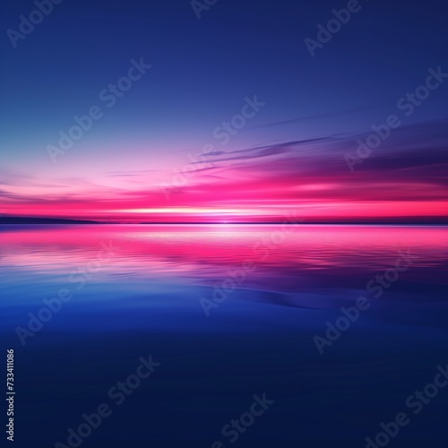 vapor wave pink and blue sunset over a calm sea