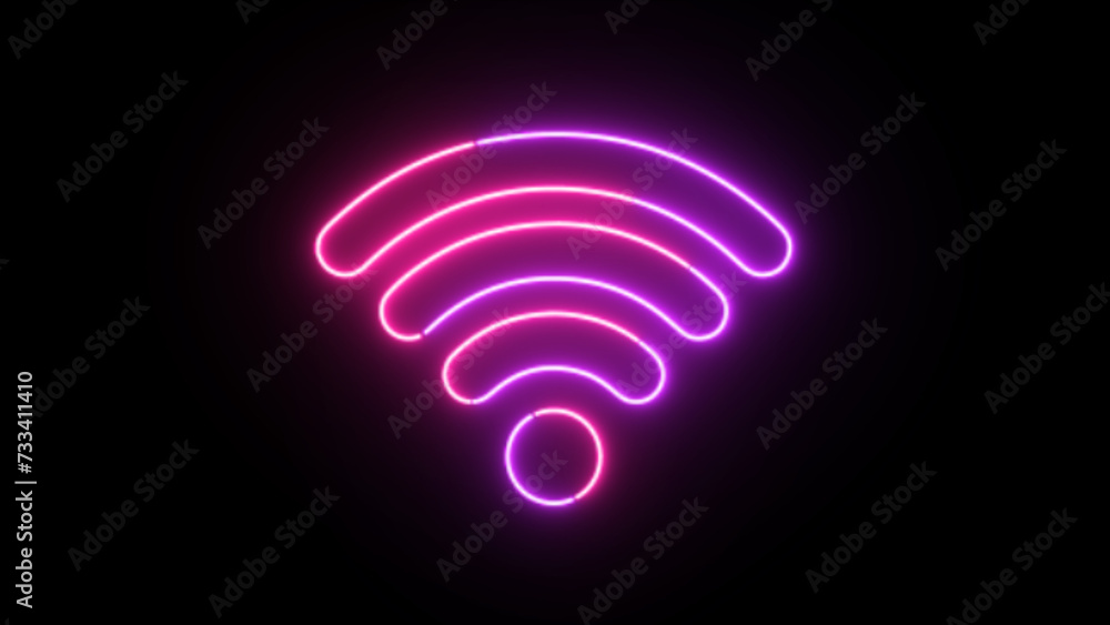Wi-Fi sigh. Hotspot on black background. neon light effect Wi-Fi icon. Glowing neon Wi fi sign. Wi-Fi sigh. Hotspot on black background. neon light effect Wi-Fi icon. Glowing neon Wi fi sign.