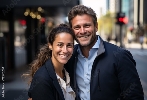 a man and woman smiling