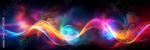 Abstract technology art Futuristic background energy wave shape lines. Place for text graphics concept design. Template poster invitation flyer banner email header. Horizontal. Generative Ai content photo