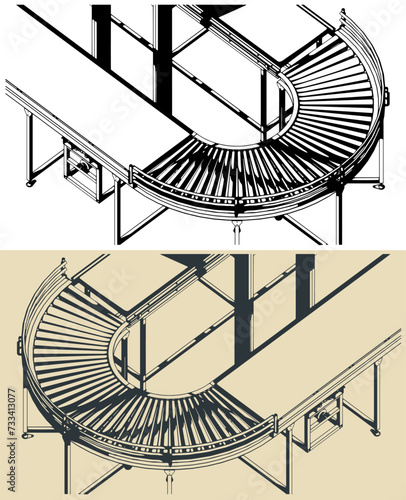 Automated factory conveyor line close up