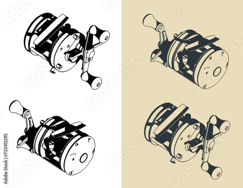 Fishing reel drawings