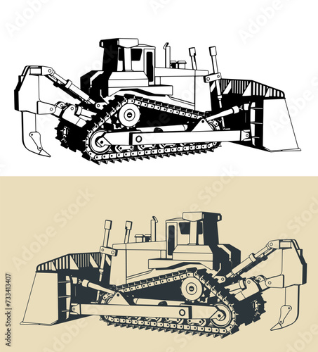 Heavy duty crawler dozer illustrations