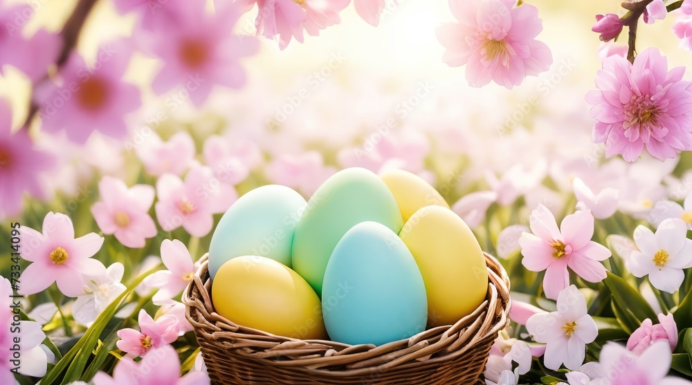 Easter eggs on pastel background. Easter eggs on pastel background.