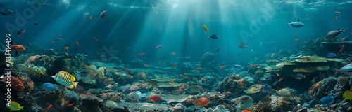 coral reef with rays of light