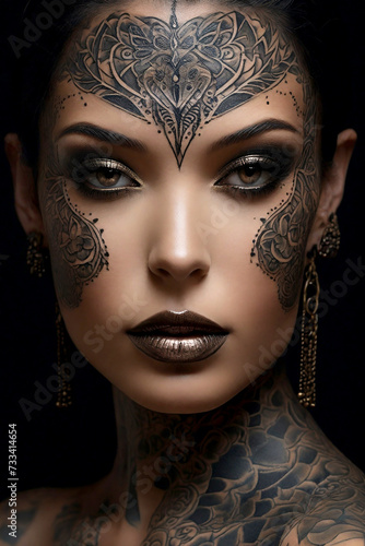 portrait of a woman with tattoo