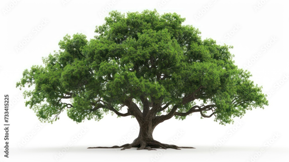 Obraz premium Big oak tree isolated on a white background