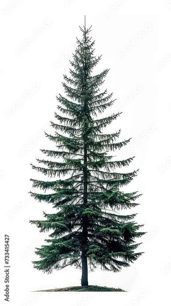 Fototapeta premium Single spruce tree isolated on a white background.