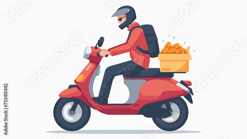 Driver riding fast food delivery electric.