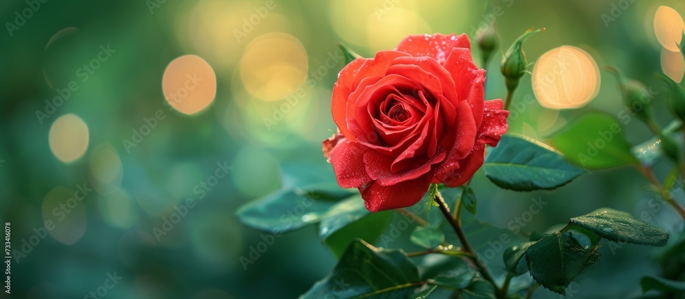 Stunning Red Rose Blooming on Green Background - Red Rose on Lush Green Background - Vibrant Red Rose Blossoming Against Green Background Stunning Red Rose Blooming on Green Background - Red Rose on Lush Green Background - Vibrant Red Rose Blossoming Against Green Background