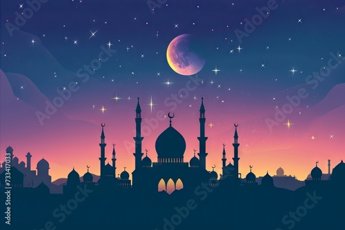mosque silhouette background at night