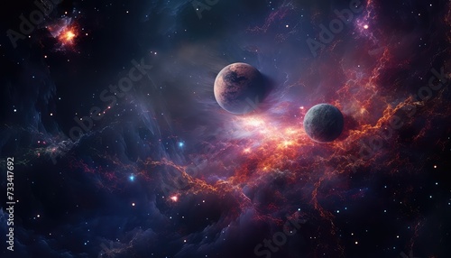 Abstract model of outer space with galaxies wallpaper