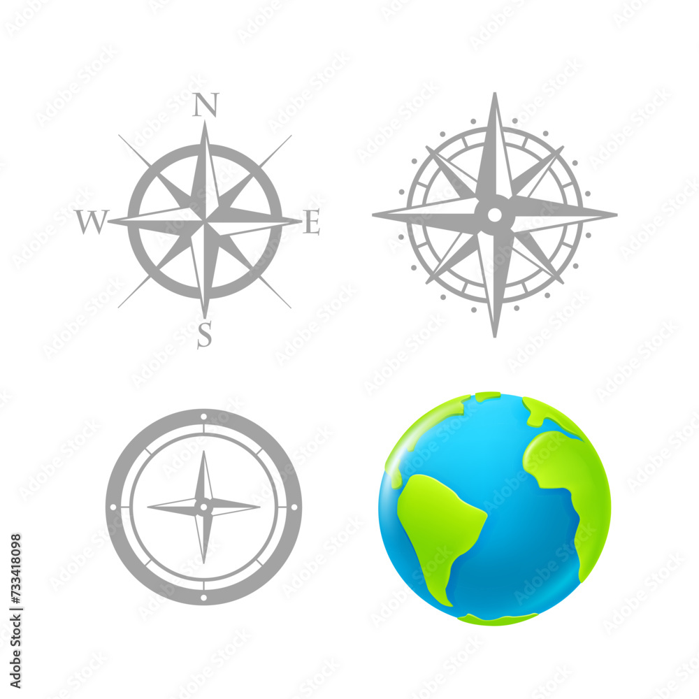 Wind rose scheme and the Earth vector clipart Wind rose scheme and the Earth vector clipart
