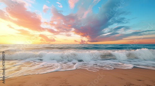 Pastel transitions that create the impression of summer sunset on the beach