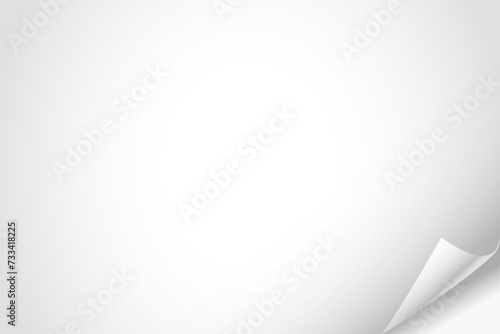 Blank paper sheet with bending right bottom corner. Vector illustration