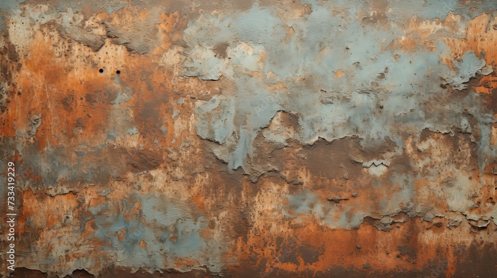 A textured piece of rusted metal with patina