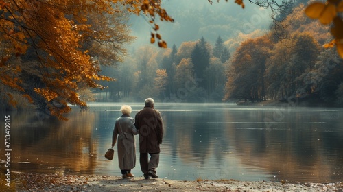 the beauty of aging together. serene expressions, gentle gestures, an elderly...