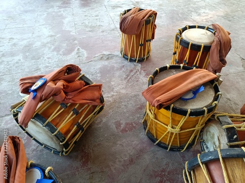 The Chenda is a cylindrical percussion instrument originating in the state of Kerala and widely used in Tulu Nadu of Karnataka and Tamil Nadu in India. photo