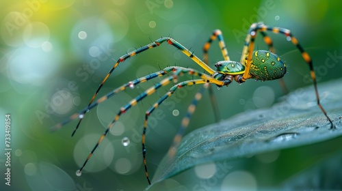 The intricate webbing of a spider's legs, delicately poised for its next move