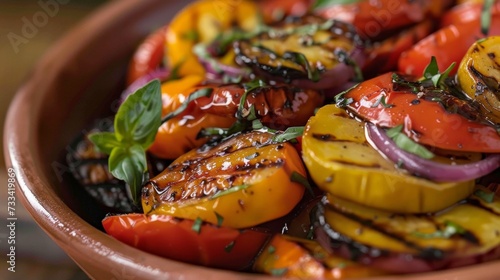 Vegetables slices grilled to perfection, arranged in a bowl