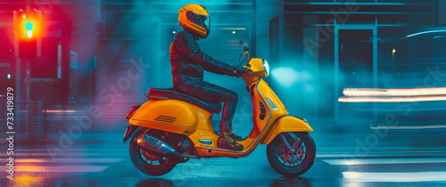 man on yellow motorcycle smiling