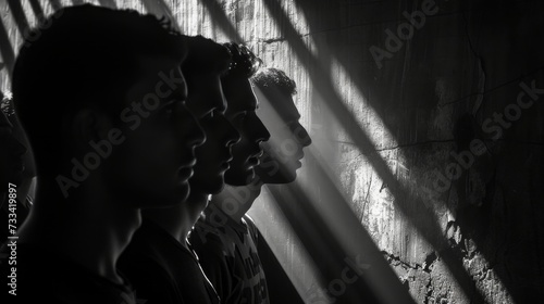 Shadows and light playing on the faces of players, revealing glimpses of thei...