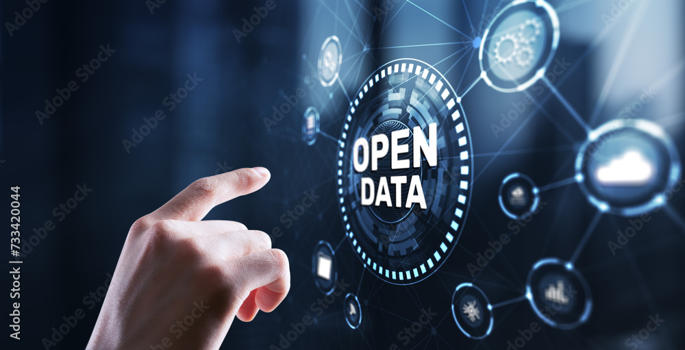 Open data api internet technology concept. Online documentation database Open data api internet technology concept. Online documentation database