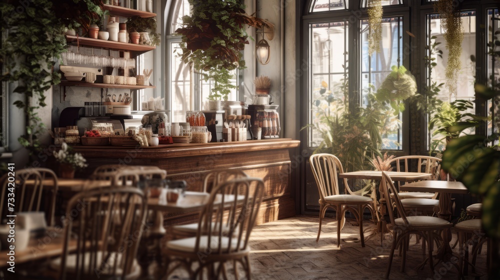 A classic cafe setting for a warm and inviting backdrop