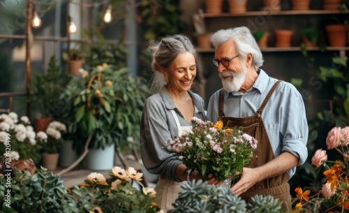 a couple taking part in florist lessons