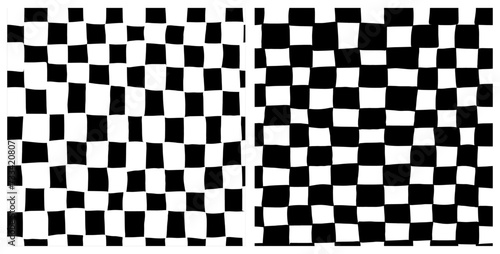 Set of irregular black and white grid seamless repeat pattern. Bundle of monochrome check aop, all over print. photo