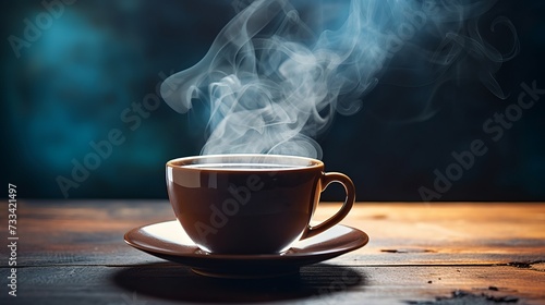 A steaming cup of herbal tea with aromatic steam rising