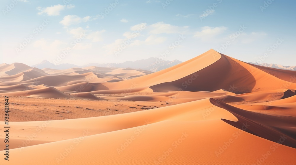 A vast desert landscape with rolling sand dunes