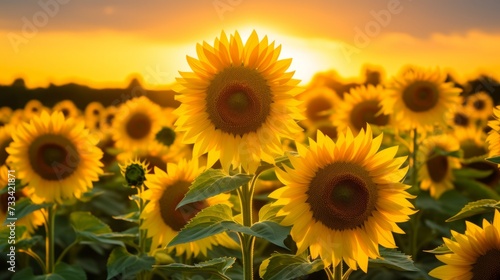 A vibrant field of sunflowers in the sunlight
