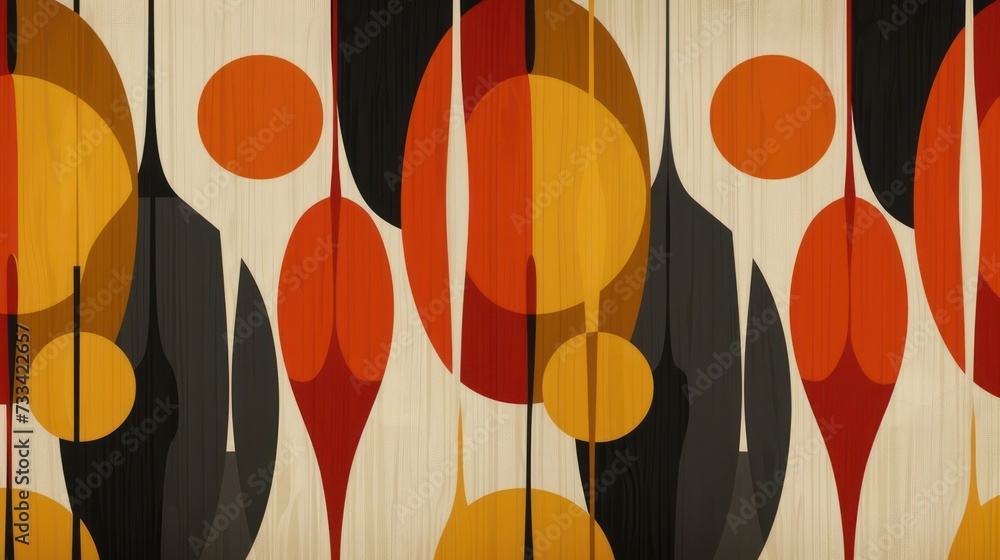 Fototapeta premium Abstract mid-century modern background with vintage warm colors.