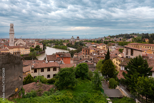 Panoramic view of Verona from the air. Veneto region in Italy. © Andrey