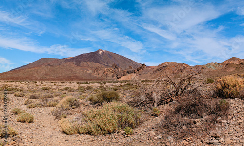 Panorama of caldera in Teide National Park, Tenerife, Canary Islands, Spain.